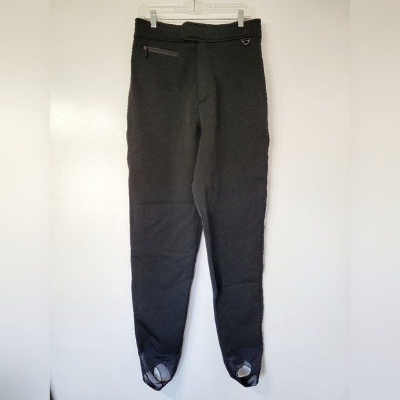Eddie Bauer Ebtek Schoeller Black Stretch Snow Ski Stirrup Pants Size 12 - Picture 1 of 11
